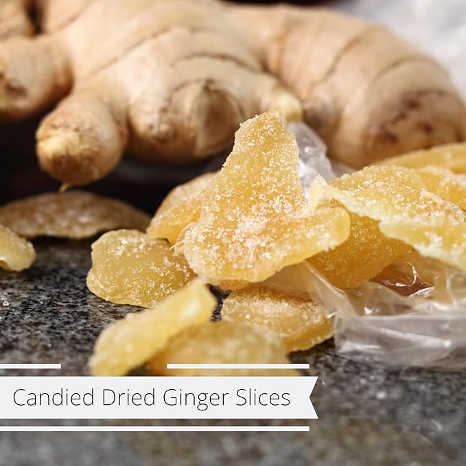 Crystallized Ginger Slices Sulfured by It's Delish 10 Lbs Bulk | Candied Dried Ginger Fruit Slices No Color Added - Vegan Kosher