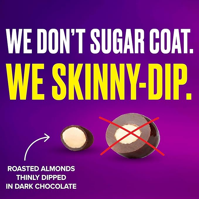SkinnyDipped Super Dark Chocolate + Sea Salt Almonds Vegan Healthy Snack Plant Protein Gluten Free 3.5 oz Resealable Bags Pack of 5