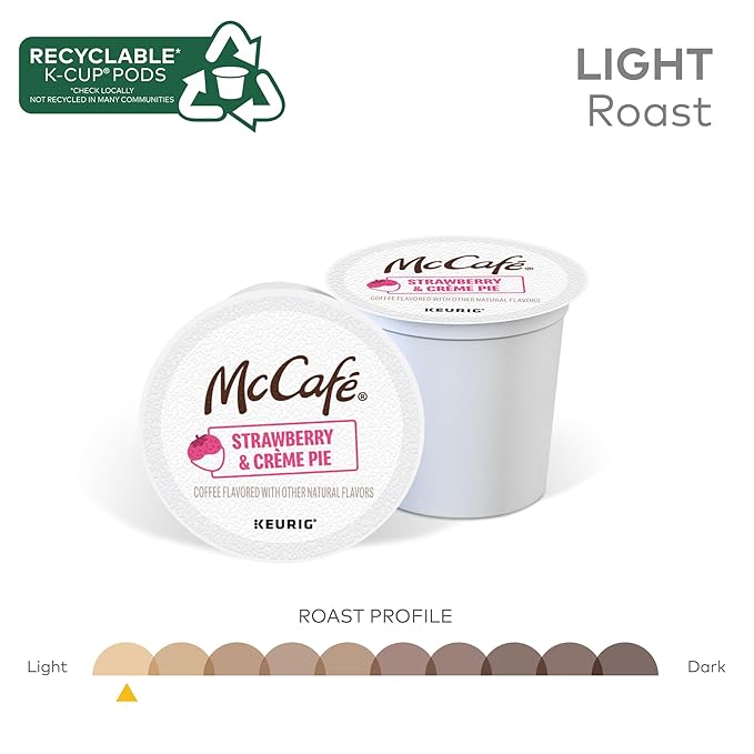 McCafé Strawberry &amp Crème Pie Light Roast Flavored Coffee Single Serve Keurig® K-Cup Pods Limited Edition 60 Count (6 Packs of 10)