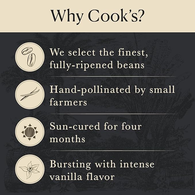 Cook's Alcohol Free Pure Vanilla Flavoring for Cooking Baking Desserts Madagascar Vanilla Non-Alcoholic Extract Alternative 8oz