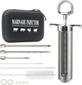 Meat Injector BBQ Injection Kit Marinade Cajun Seasoning Flavor Syringe Injector for Cooking Grill Smoker Barbecue in Chicken Turkey Beef with 3 Syringe Needles User Manual E-Book