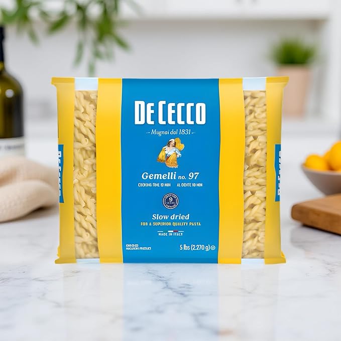 De Cecco Semolina Pasta Gemelli No.97 5 Pound (Pack of 4)