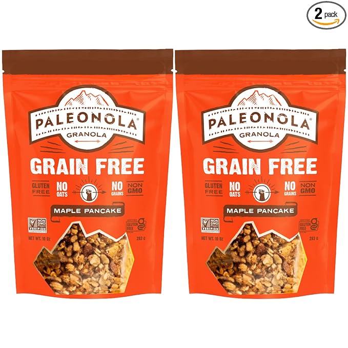 Paleonola Maple Pancake Grain Free Granola 10 Oz Resealable Bag (Pack of 2) - Grainless Paleo Granola Blended w/Organic Maple Syrup Almonds Pepitas Pecans &amp Vanilla Extract - Gluten &amp Dai