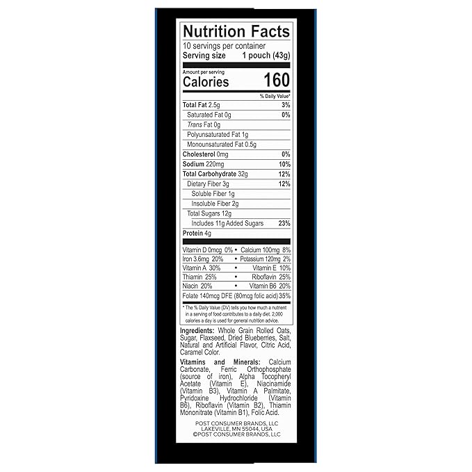 Better Oats Thick &amp Hearty Instant Oatmeal Packets Blueberry Muffin Flavor with Flax Seeds and Whole Grains Quick-Cooking Breakfast Kosher 15.1 oz Box (Pack of 1)
