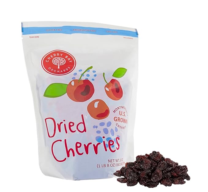 Cherry Bay Orchards - Dried Montmorency Tart Cherries (24oz Bag) - 100% Domestic Natural Kosher Certified Gluten-Free and GMO Free - Packed in a Resealable Pouch