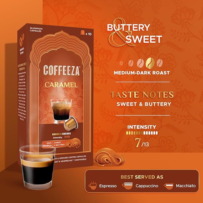 Coffeeza Flavoured Variety Pack Aluminium Coffee Capsules Caramel Hazelnut and Vanilla (30 Pods)