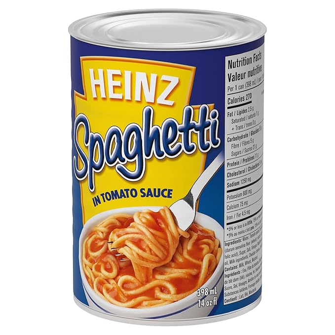 Heinz Spaghetti in Tomato Sauce with Cheese 398mL/13.5 fl. oz. (Pack of 24) {Imported from Canada}