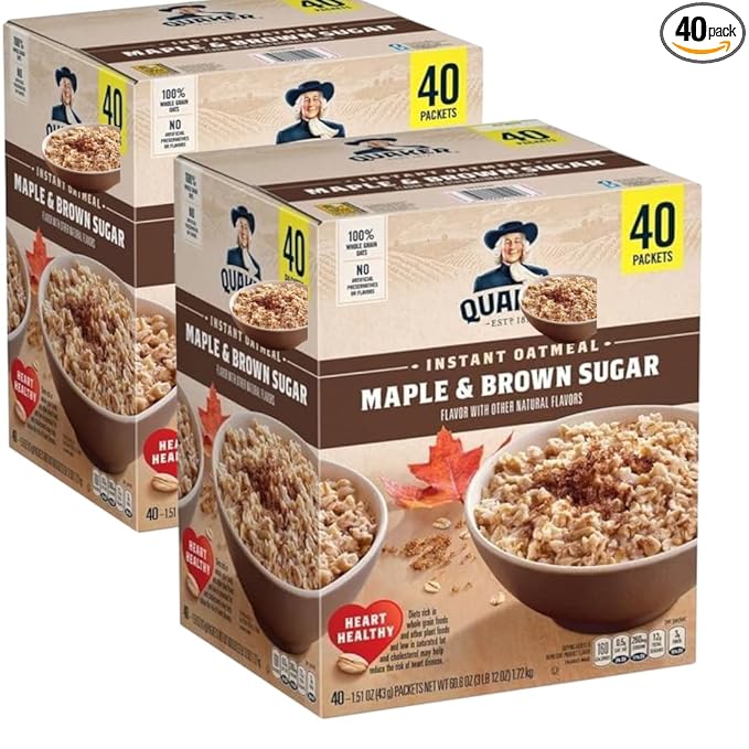 Instant Oatmeal Maple and Brown Sugar Flavor 40 Count (40 Count(2 Pack))
