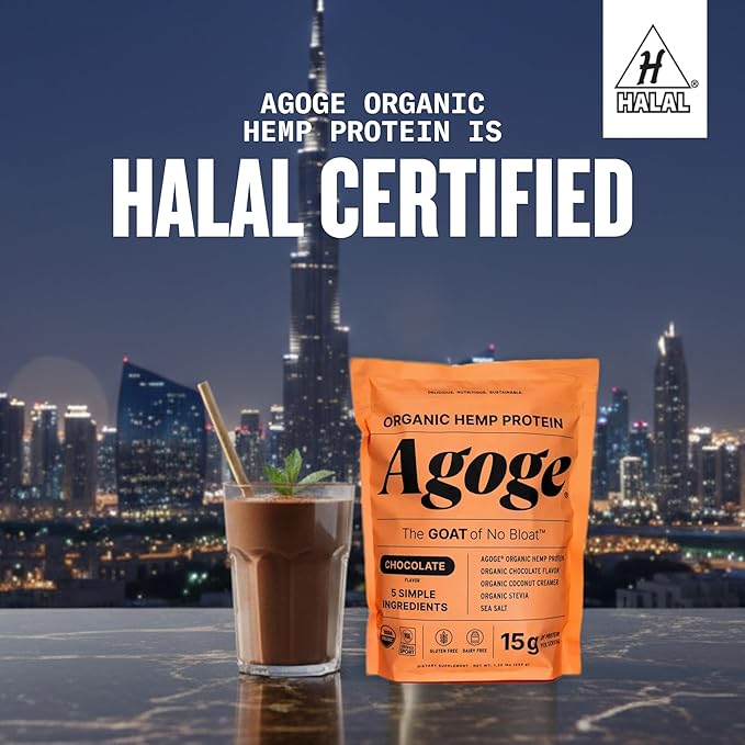 Agoge - USDA Organic Hemp Protein Powder The Goat of No Bloat NSF Certified for Sport All Flavor Essential Amino Acids Plant-Based Gluten Free for Women &amp Men (20 Servings) (Chocolate)