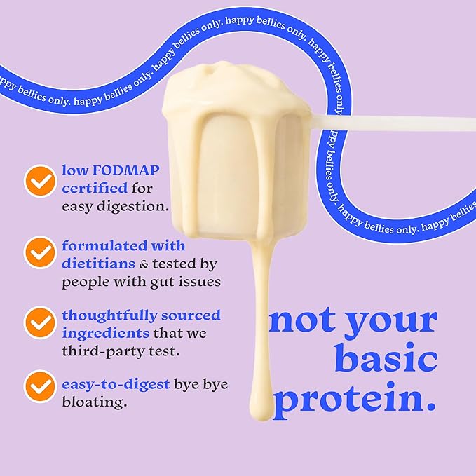 Gut-Friendly Protein Powder for Sensitive Stomachs Low FODMAP 20g Vegan Pea &amp Rice Protein with Prebiotic Fiber Dairy-Free Gluten-Free No Gums or Added Sugar - Vanilla Dream