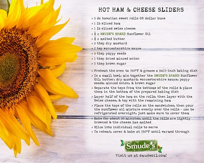 Smude's Brand Cold Pressed Sunflower Oil – 2.5 Gallon (320 oz.) Plastic Bottle (BPA Free) | Healthy &amp Versatile Cooking Oil High Oleic Heart Healthy | All Natural Chemical Free 100% Pure Unre