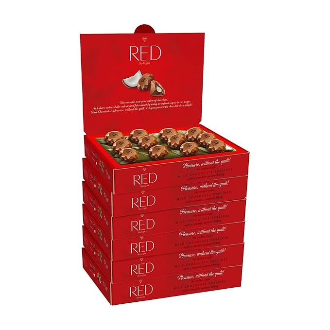 RED Delight®™ Milk Chocolate Diamond Truffles - with Coconut Filling (6 Boxes (4.66 OZ EACH))