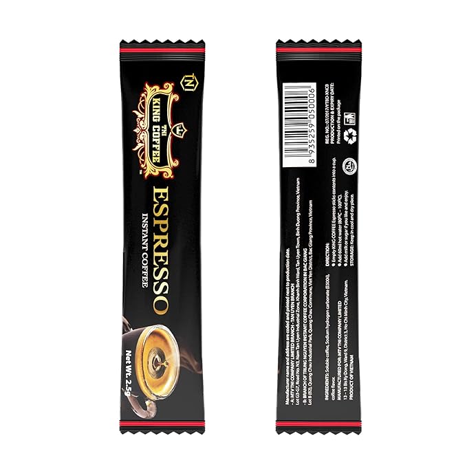 King Coffee Espresso Instant Coffee Vietnamese Coffee Arabica Instant Coffee Mix Medium Roast 15 sticks per box x 2.5g - Pack of 4