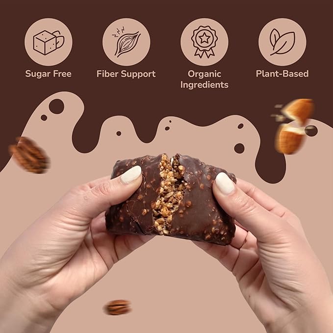 Rawmantic Vegan Protein Bar Dark Chocolate (Pack of 12) – Blend of Dairy Free Dark Chocolate Pea Protein Almonds Pecans Cacao Nibs &amp More - Dairy-Free Gluten-Free Plant-Based &amp Guilt-Fre