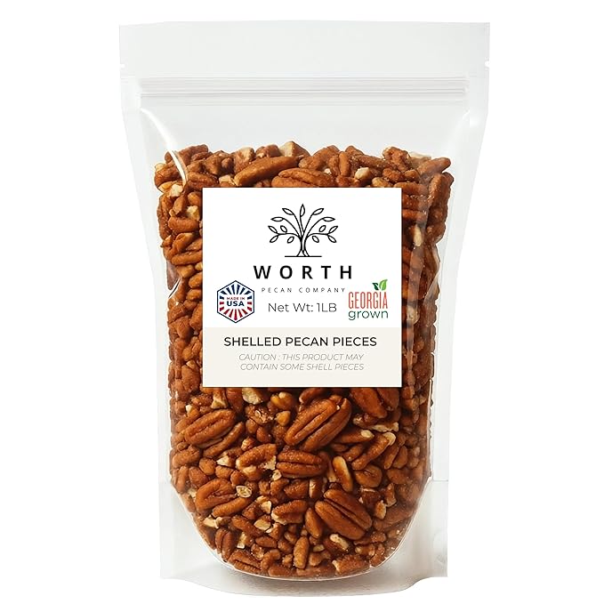 Pecan Pieces 1 lb | Georgia-grown Raw Chopped Pecans | Premium Grade A | Baking Ingredient Salad Topper Roasting Snacking | Vegan Gluten Free Keto Friendly