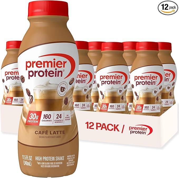 Premier Protein Shake Café Latte 30g Protein No Added Sugar 24 Vitamins &amp Minerals to Support Immune Health 11.5 fl oz 12 Pack (Packaging May Vary)