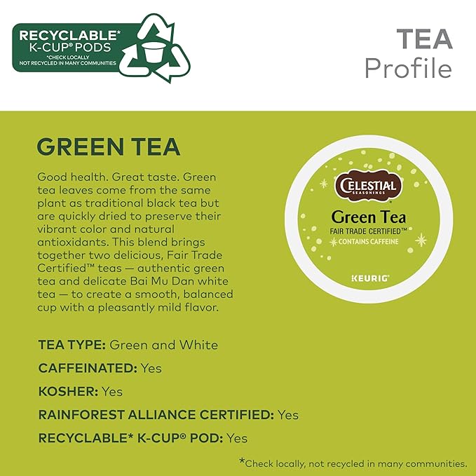 Celestial Seasonings Green Tea Single-Serve Keurig K-Cup Pods 96 Count