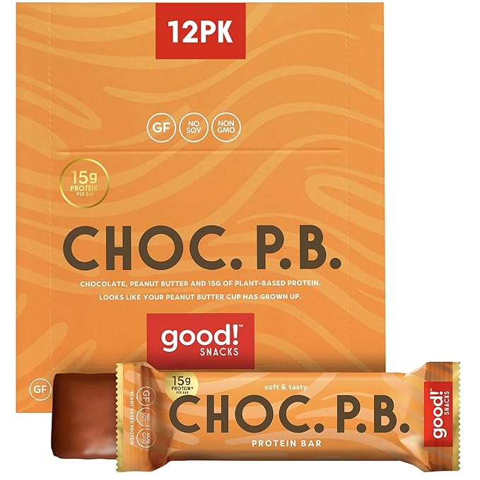 good! Snacks Chocolate Peanut Butter Vegan Protein Bar Soy &amp Gluten Free Plant Based Low Sugar 15g Clean Protein Natural Healthy Snack Kosher Friendly For Athletes &amp Active Lifestyles