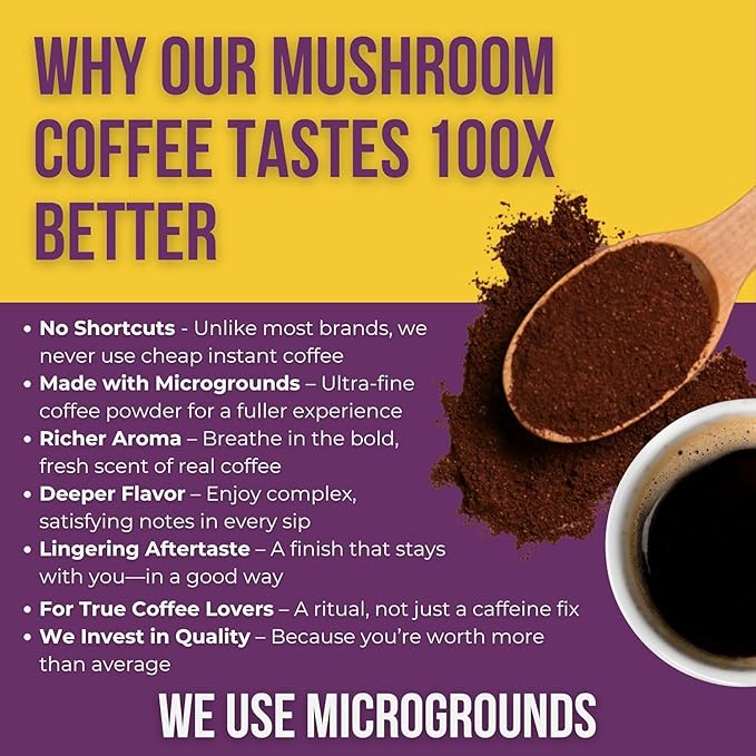 Grateful Earth Mushroom Coffee Espresso Instant Coffee with Cinnamon Turmeric Lion’s Mane Mushrooms L-Theanine Chaga Super Brain Blend Energy &amp Immune Support Dairy &amp Gluten Free 2 Bag