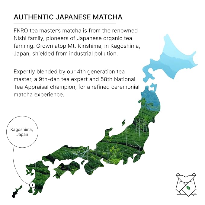 FKRO Organic Tea Master's Ceremonial Grade Japanese Matcha Green Tea Powder. 1st Harvest Single Origin Sugar-free. Flown in Fresh from Japan Every Month (30g/1.06oz) Tin