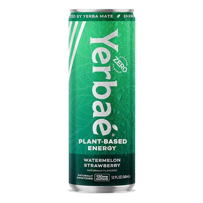Yerbaé Energy Beverage Watermelon Strawberry 120mg Caffeine. No Sugar/Calories/Carbs Energized by Yerba Mate Plant-Based Healthy Alternative to Sugary Drinks Pack of 12 12oz cans