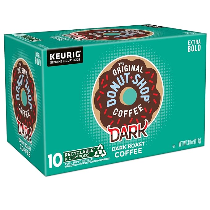 The Original Donut Shop Dark Keurig Single-Serve K-Cup Pods Dark Roast Coffee 60 Count (6 Packs of 10)