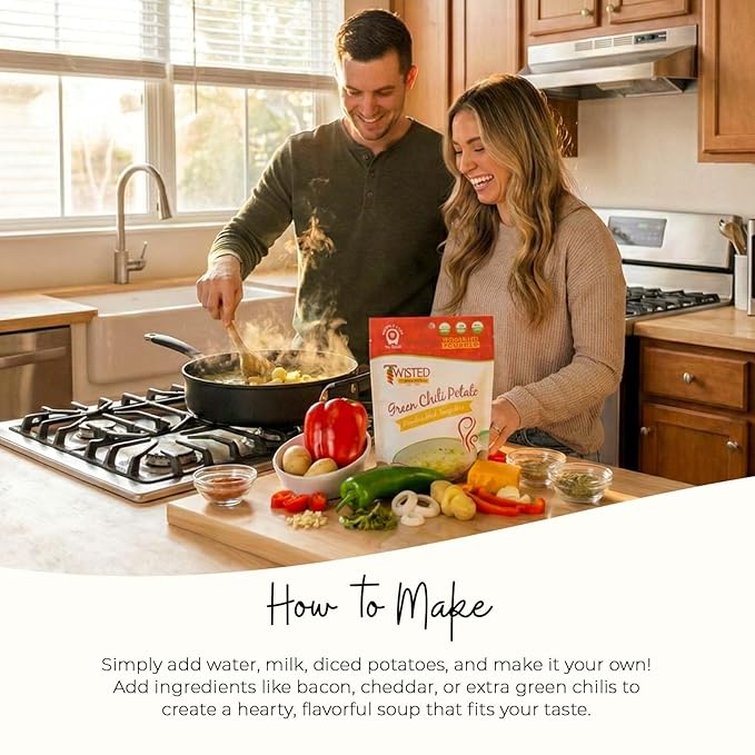 Twisted Pepper Co. Green Chili Potato Soup Mix: Gluten-Free – Handcrafted Soup – Thick Creamy &amp Zesty Flavor with a Kick of Green Chilies Quick &amp Easy Meal Ready in 30 Minutes Serves 8 Ad