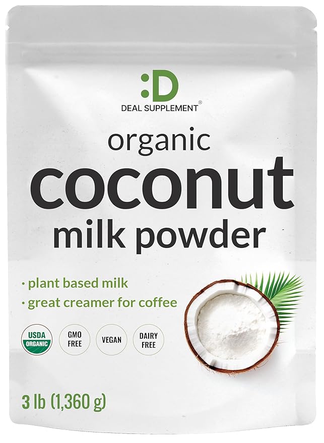 Unsweetened Organic Coconut Milk Powder 3lbs – Dairy Free Creamer Alternative – Sugar Free Raw Flavor – Rich Source of MCT Oil – Great for Coffee or Tea – Non-GMO Plant Based Keto