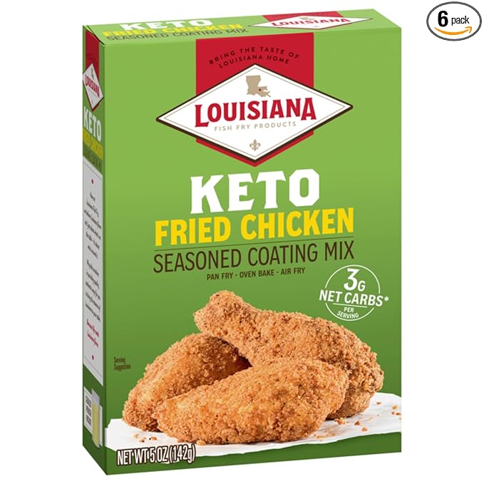 Louisiana Fish Fry Products Classic Fried Chicken Keto Seasoned Coating Mix – 5 oz Pack of 6 – Bake Deep Fry &amp For Use in Air Fryer – Delicious &amp Crunchy Texture