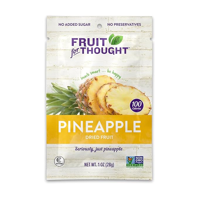 Fruit for Thought Dried Pineapple | Dried Fruit Snack Packs Ideal for the Family | At Home Work or On The Go | 1 Ounce Bags Pack of 48