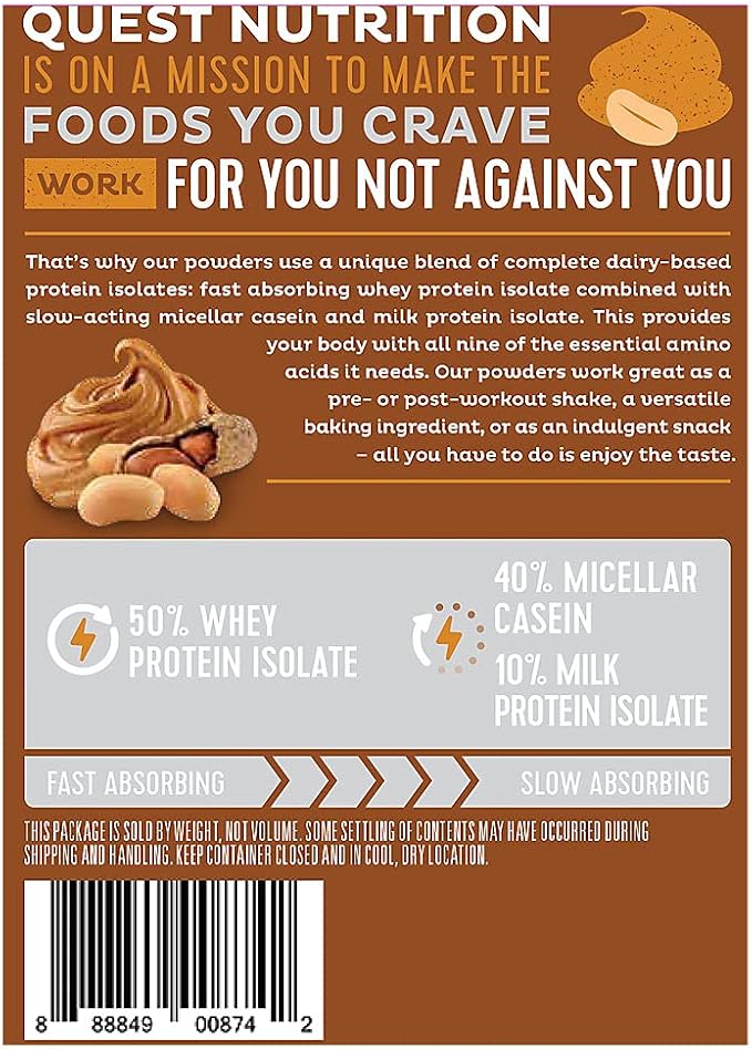 Quest Nutrition Vanilla Milkshake Protein Powder 24g of Protein 1g of Sugar Low Carb Gluten Free 3 Pound 43 Servings &amp Peanut Butter Protein Powder 23g Protein 1g Sugar Low Carb Gluten F