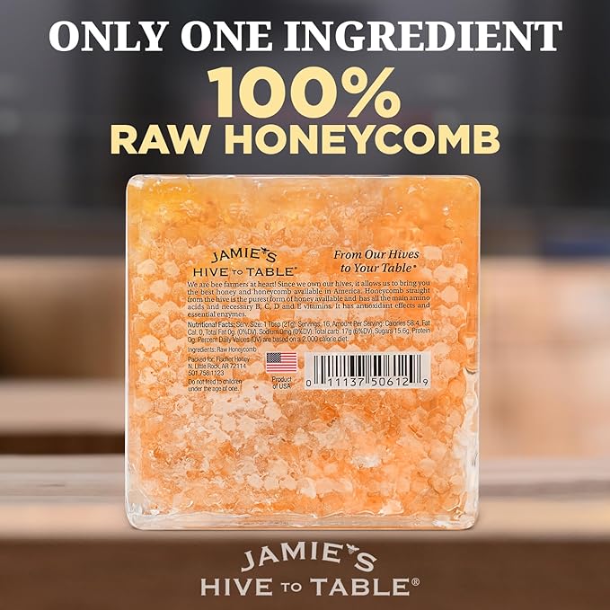 Jamie's Hive To Table 100% Raw Honeycomb 72 Oz (Pack of 6) – All-Natural Pure Georgia Honeycomb – Fresh Georgia Honeycomb with Bee Pollen and Propolis No Additives or Preservatives Non-GMO