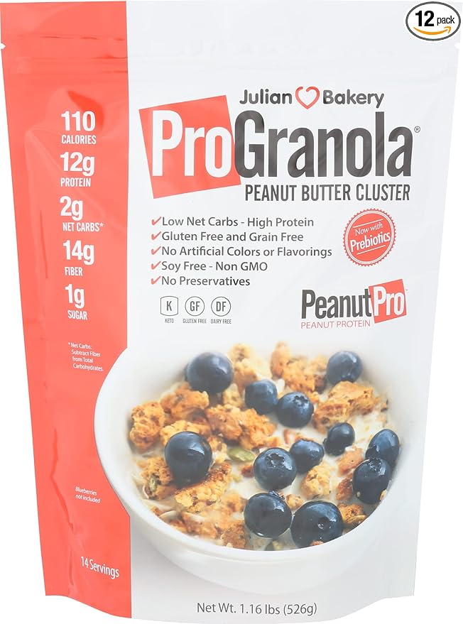 Julian Bakery Peanut Butter Cluster ProGranola Low Carbs Gluten Free 1.16 LB (Pack Of 12)