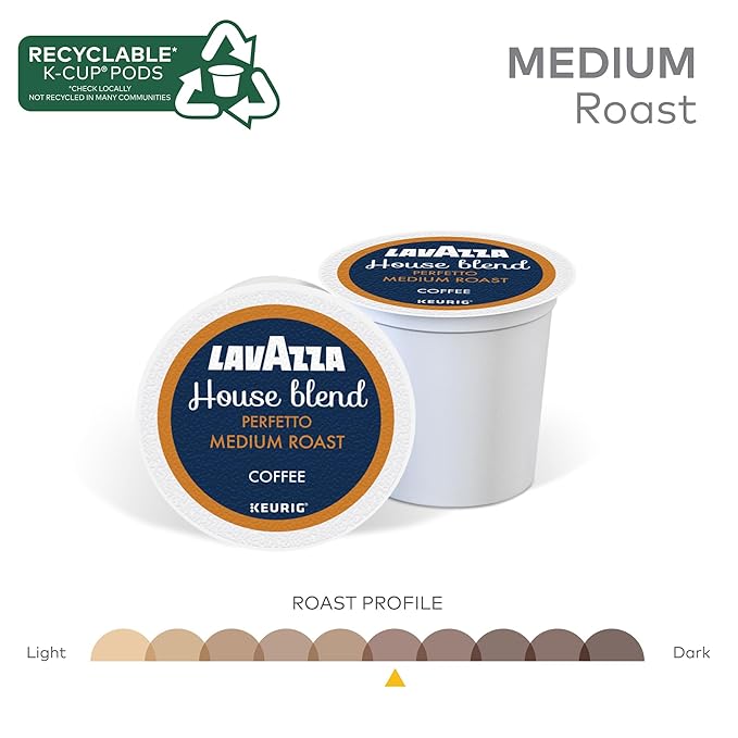 Lavazza House Blend Perfetto Single-Serve Keurig K-Cup Pods Medium Roast Coffee 88-Count Box (4 Packs of 22)