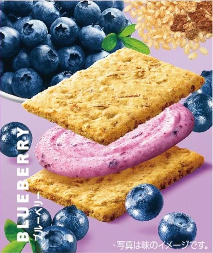 Asa hi Cream Genmai Bran Blueberries Protein Bar 72g (Pack of 6) Delicious Crunchy Brown Rice &amp Wheat Bran Bar with Blueberry Cream Japanese Delicious Nutrition Cereal Bar Snacks MADE IN JAPAN