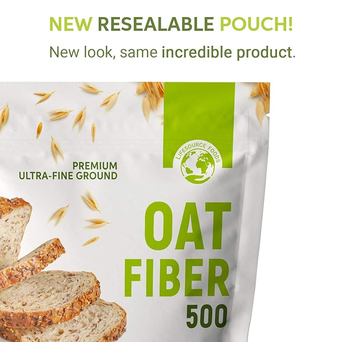 LifeSource Foods Oat Fiber 500 (3 LB) All-Natural Gluten-Free Zero-Carb Fiber Source for Low-Carb Baking