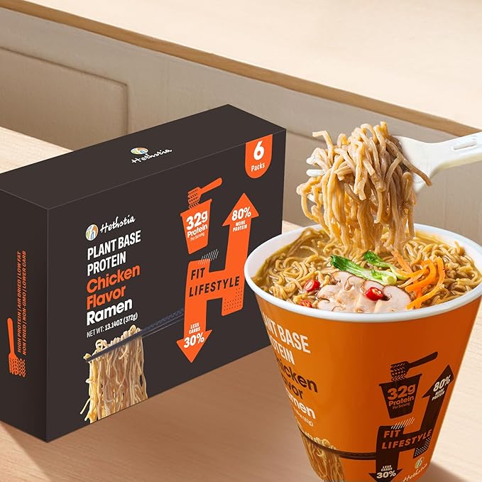 Hethstia High-Protein Ramen Chicken 6 Pack &amp Konjac Jelly Lychee 10 Pouches Plant-Based Instant Soup &amp Drinkable Jelly Low Calorie Keto Vegan Healthy Food Gift