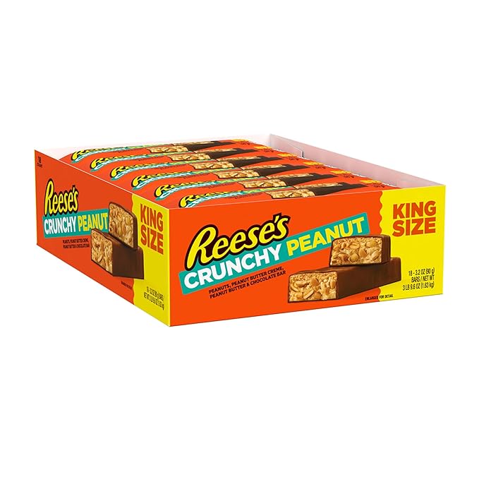 REESE'S Crunchy Peanut Peanut Butter and Peanuts King Size Candy Bars 3.2 oz (18 Count)