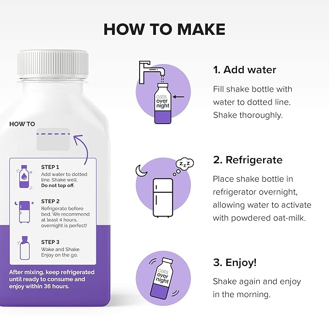 Oats Overnight Blueberry Muffin Bottled Shake - Gluten Free Non-GMO Vegan Friendly Breakfast Meal Replacement Shake with Powdered Oat milk. 15g of Protein (10 Pack)