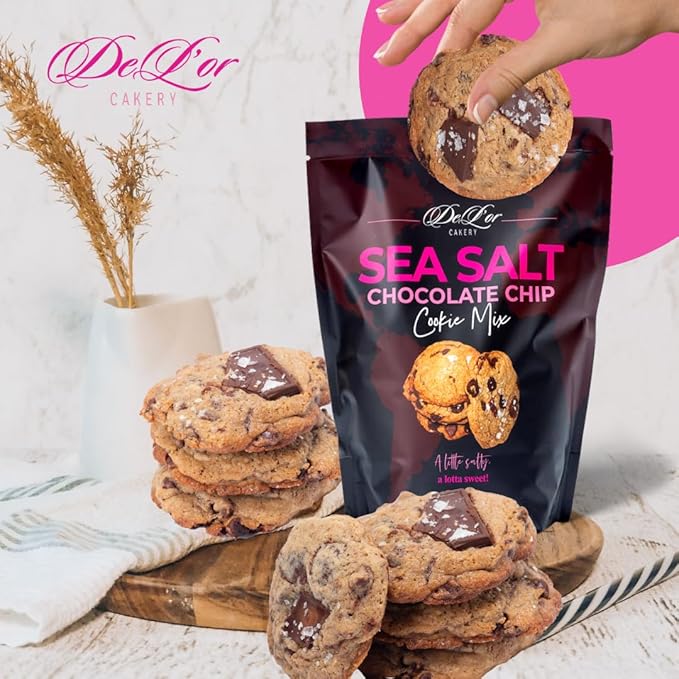 DE L’OR CAKERY Salty Sea of Chocolate Cookie Mix | All Purpose Cookie Kit | Premium Ingredients | Easy To Follow Recipe | Yields 24 Cookies