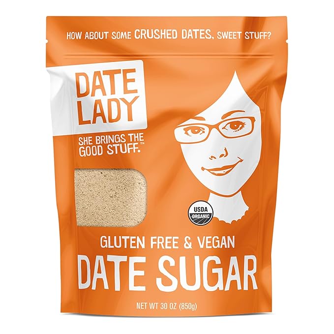 Date Lady Date Sugar 30oz Organic | 100% Whole Food | Vegan Paleo Gluten-free &amp Kosher | Sugar Substitute and Alternative Sweetener for Baking | Will Not Dissolve in Your Coffee (1 Bag)