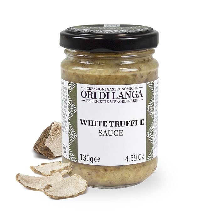 Alba White Truffle Sauce - Gourmet Truffle Pasta Sauce Made with Mushrooms &amp White Truffles Foraged in Italy All Natural Vegan Italian Food Products from Italy Non-GMO - Ori di Langa - 4.59 oz