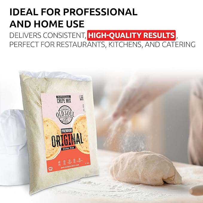 OldSoul Professional Crepe Mix | Original Dough Mix | Classic Flavour | 5 Lbs | 36 Crepes (5 Lbs Gluten Free)