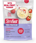 SlimFast High Protein Smoothie Mix Plus Fruit Powder High Protein Meal Replacement Powder Fiber Vitamin C 21 Servings 1.29 Pounds Strawberry Banana (Packaging May Vary)