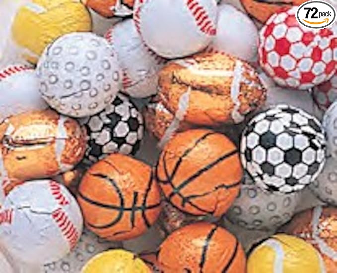 Assorted Foiled Milk Chocolate Sport Balls 1LB Bag