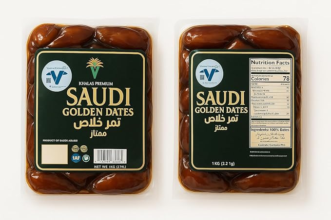 Khalas Premium Saudi Golden Dates (Pack of 2)