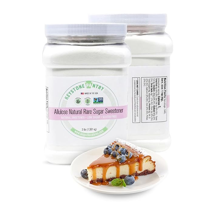 Keystone Pantry - Allulose Sweetener Low Calorie and Low Carb Sugar Substitutes Natural Allulose Sugar Substitute Gluten Soy and Sugar Alcohol-Free 3 Lbs.