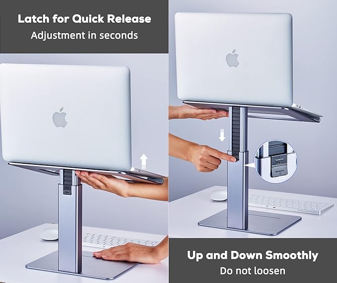 Adjustable Laptop Stand Tall Strong Airflow Suitable for 13.3-17.3 Inch Laptops Lift Screen to Eye Level for Video Conferences