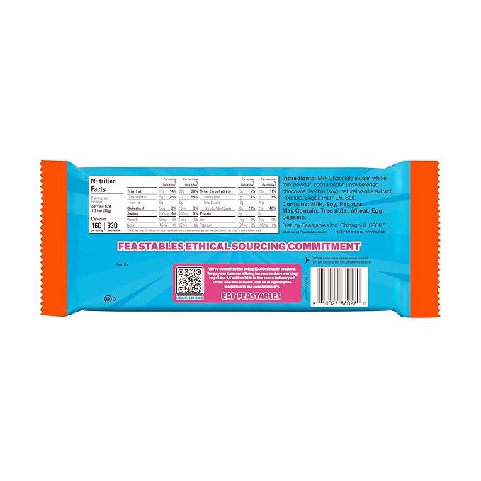 MrBeast Feastables Peanut Butter Milk Chocolate Bar King Size 10 Count Creamy Peanut Butter Chocolate Candy Fairtrade Cocoa 2.1oz Each