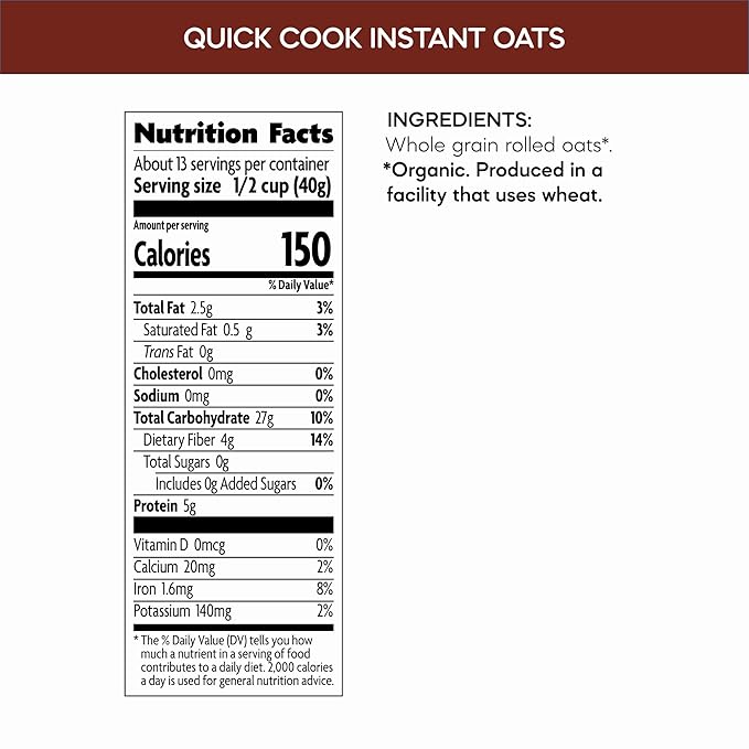 Nature's Path Organic Quick Cook Instant Oatmeal 18 oz (Pack of 6) Non-GMO